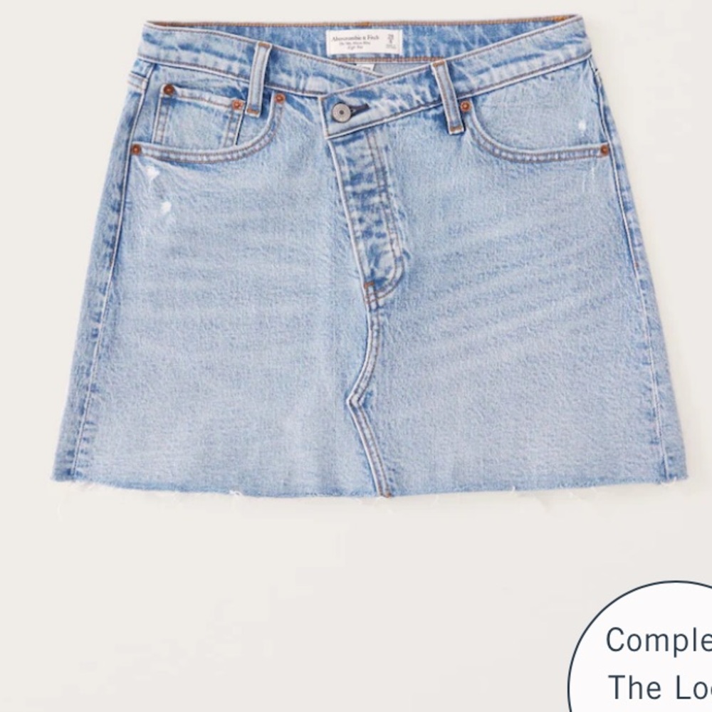 Crossover Waistband Denim Mini Skirt